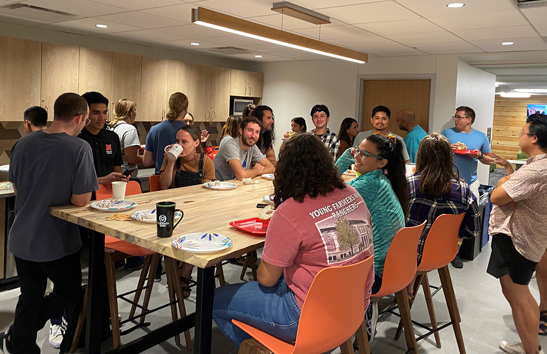 graduate students having a coffee break