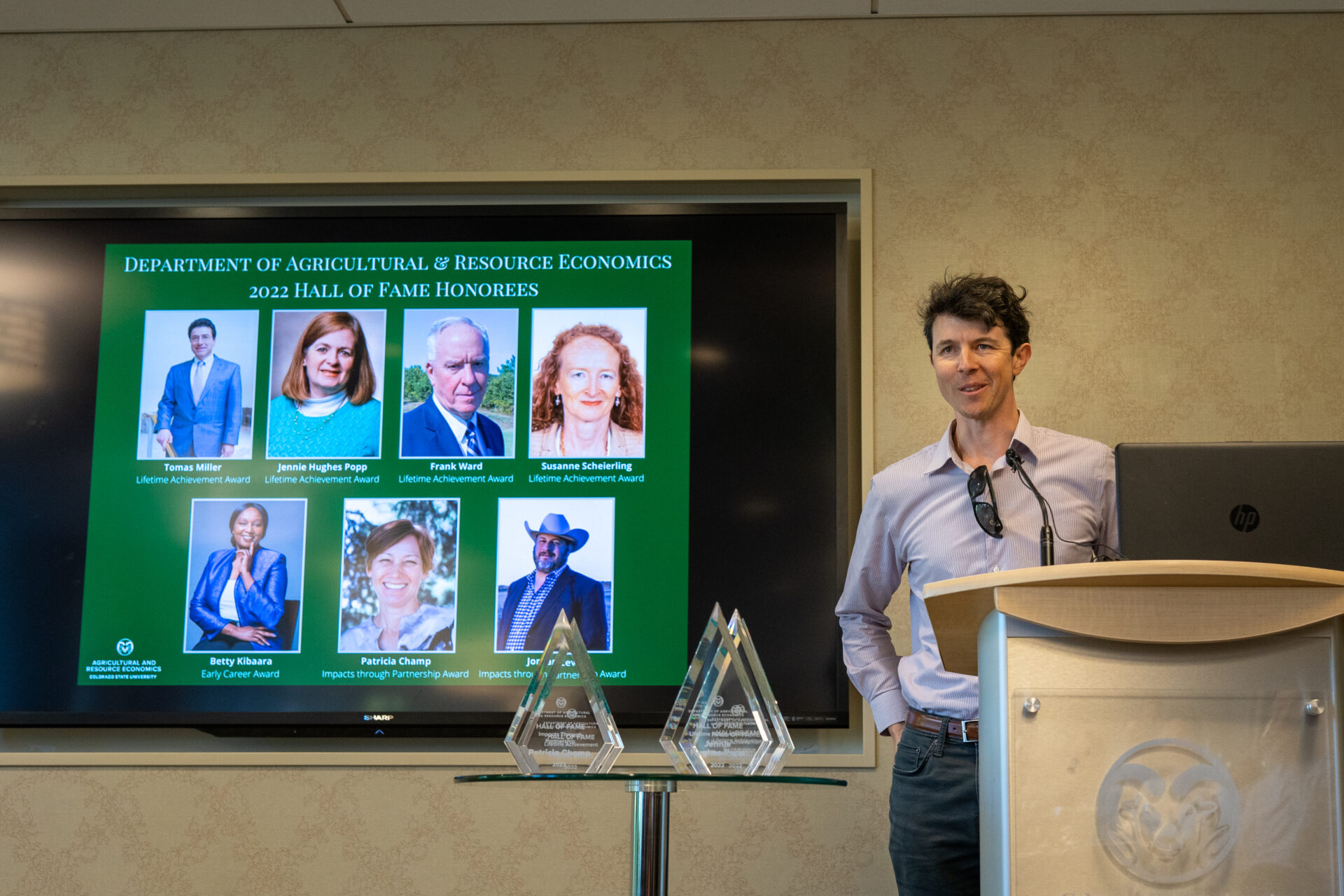 Jude Bayham presenting awards