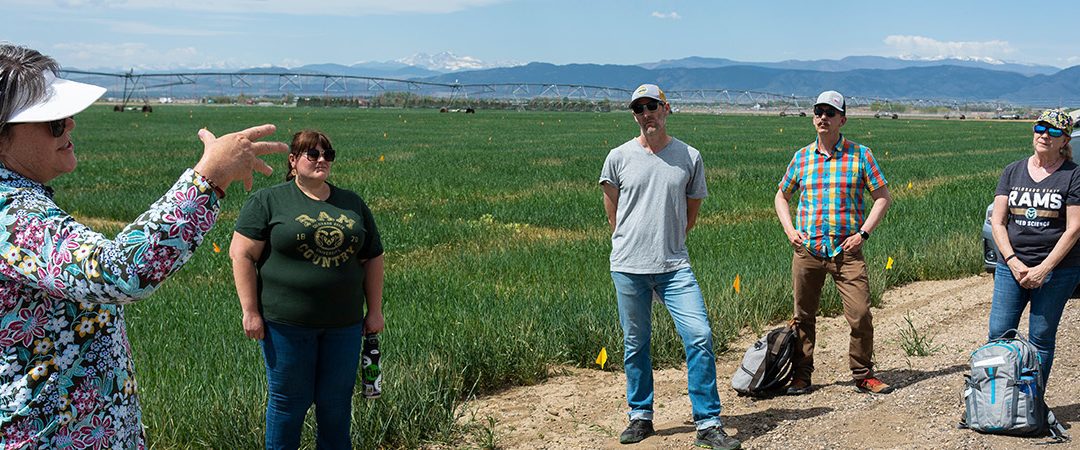 Laura Pottorff leads a group of students in seed stuides