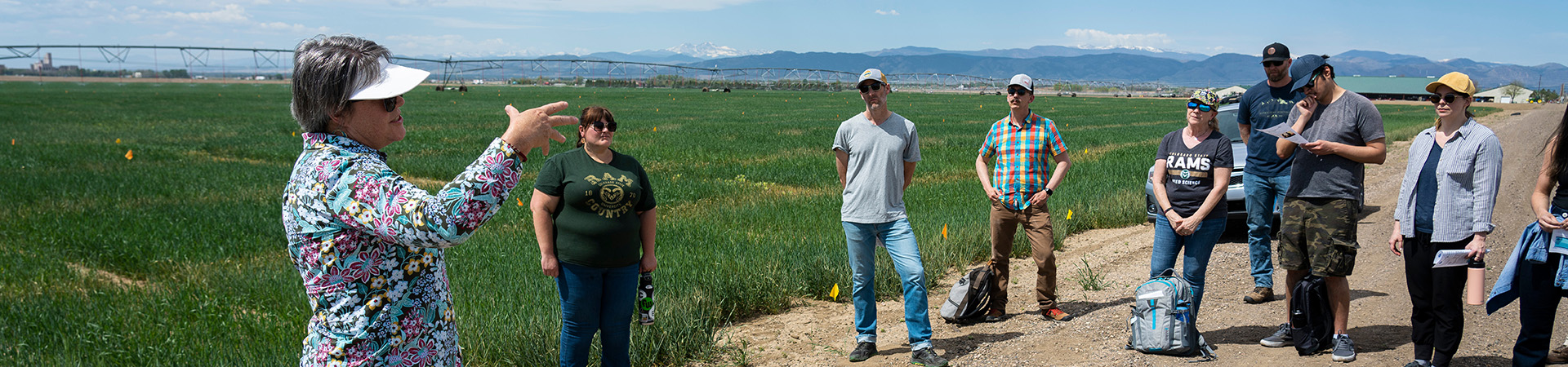 Laura Pottorff leads a group of students in seed stuides